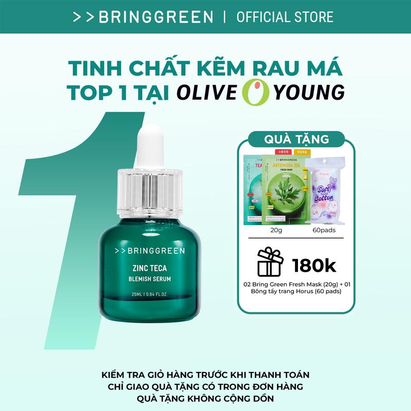 Tinh chất hỗ trợ Giảm mụn Kẽm Rau Má Bringgreen ZINC TECA Blemish Serum dành…