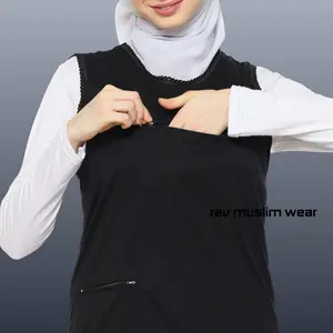 Singlet Wanita Haji Umroh Bahan Kaos Cardet Hitam Berkantong 2