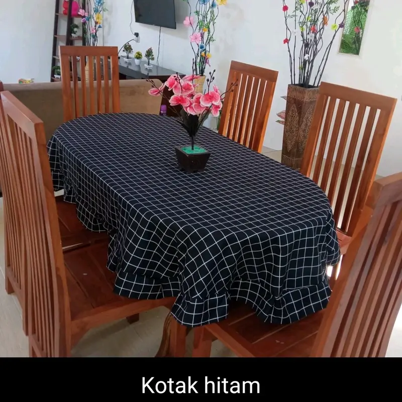 TAPLAK MEJA MAKAN OVAL KURSI 4 DAN 6 KAIN KATUN MODERN TERBARU 2024 Dekorasi Modern Taplak Meja Katun Elegant Pink Tablecloths & Runners 2