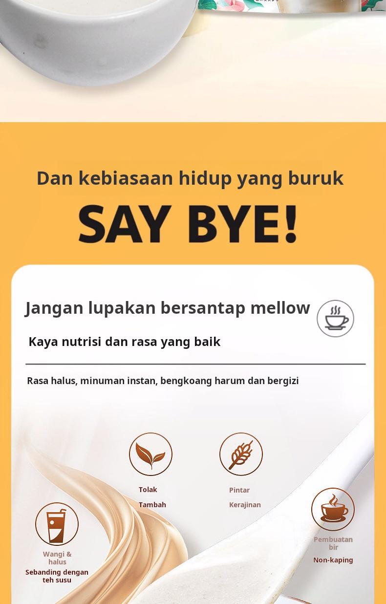 Bubur Ubi Cina, Akar Kudzu & Jelai 400g Rasa Original, Minuman Instan Sereal Gandum Utuh, Siap Konsumsi,Sarapan sehat rendah gula, pengganti makanan