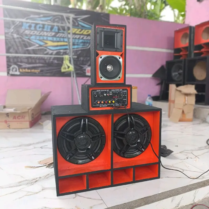 Paket 8 inch miniscop siap bunyi full finishing Speaker Bluetooth Bass sound miniatur salon 3