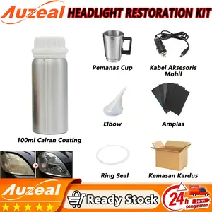 Auzeal Kit Pemulihan Lampu Mobil, Set Polishing Lensa Lampu Mobil dengan 100ml Cairan untuk Mengatasi Goresan, Kuning, Kabut, Oksidasi, dan Retak Lampu