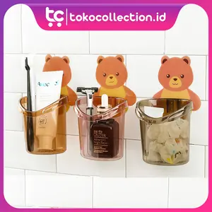 TC Tempat Sikat Gigi Bear / Gelas Tempel Motif Beruang / Gantungan Sikat Gigi R626