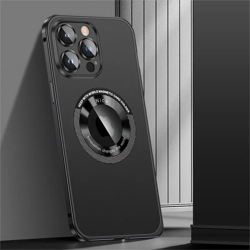 Ốp Điện Thoại Di Động MsyHeZhi, Thích Hợp Cho iPhone 12, 13, 14, 15, Por, Max Plus, Khung Hợp Kim Nhôm Bắn Tóc Kim Loại, Hỗ Trợ Sạc Không Dây, Logo Hiển Thị Có Thể Nhìn Thấy Trực Tiếp, Làm Bằng Nhựa Nhôm Kim Loại ip15plus 3