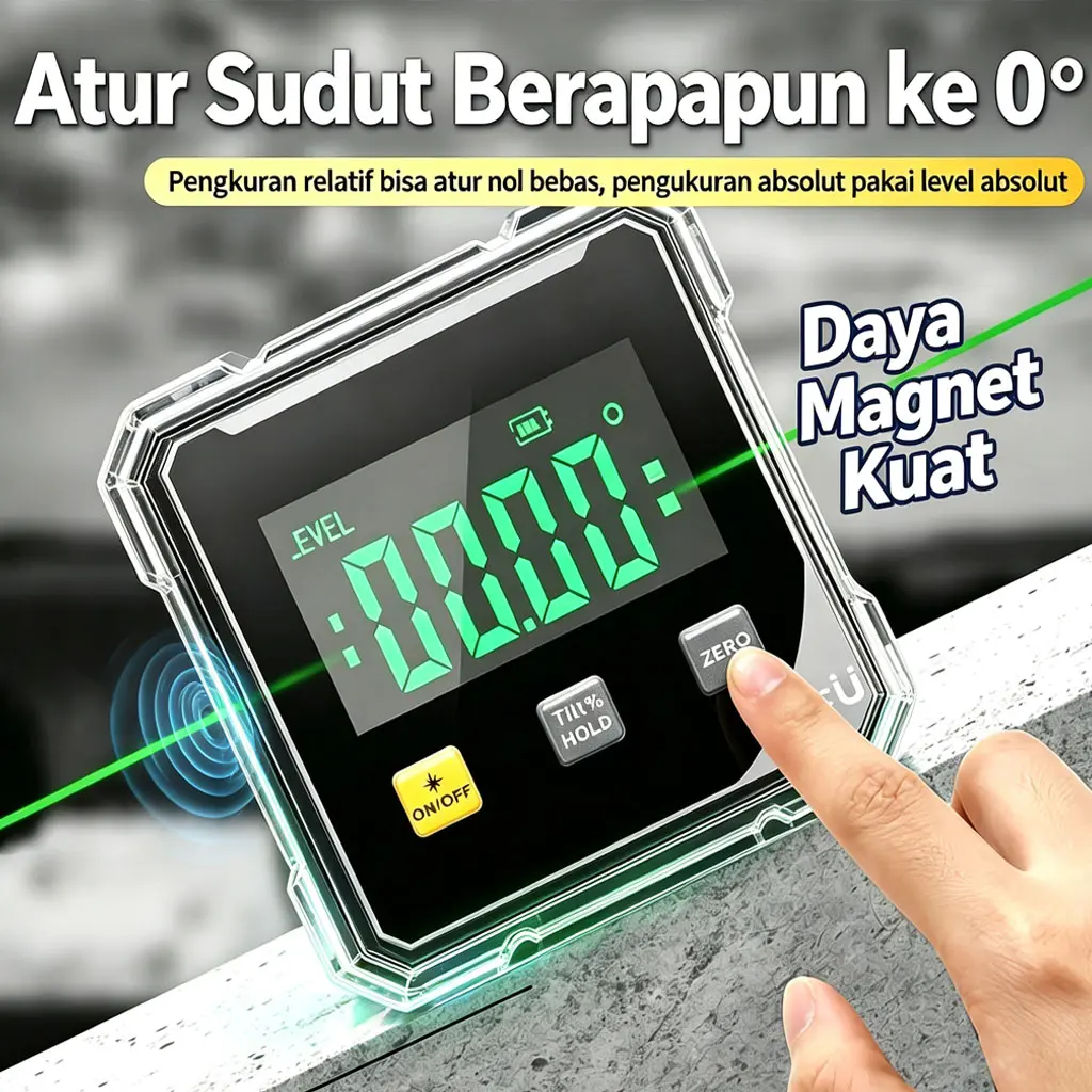 Dresslife Digital Display Inklination Box Pengukuran Presisi dengan Backlight Magnetic Suction Protractor Inclinometer Angle Meter
