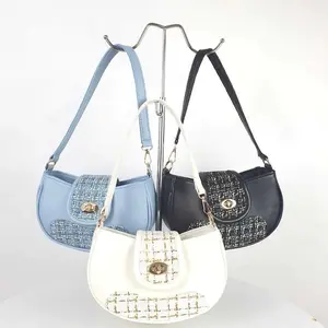 JMR DAVIN - Tas Shoulder Bag Wanita - Tas Selempang dan Bahu wanita Bahan Kanvas Sintetis Kombinasi Rajut