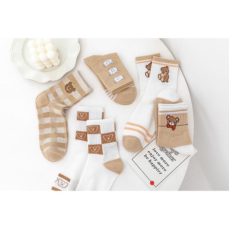 KS42 Kaos Kaki Pria Wanita Motif Bear Bear Kaos Kaki Panjang Beruang Fashion Korea 5