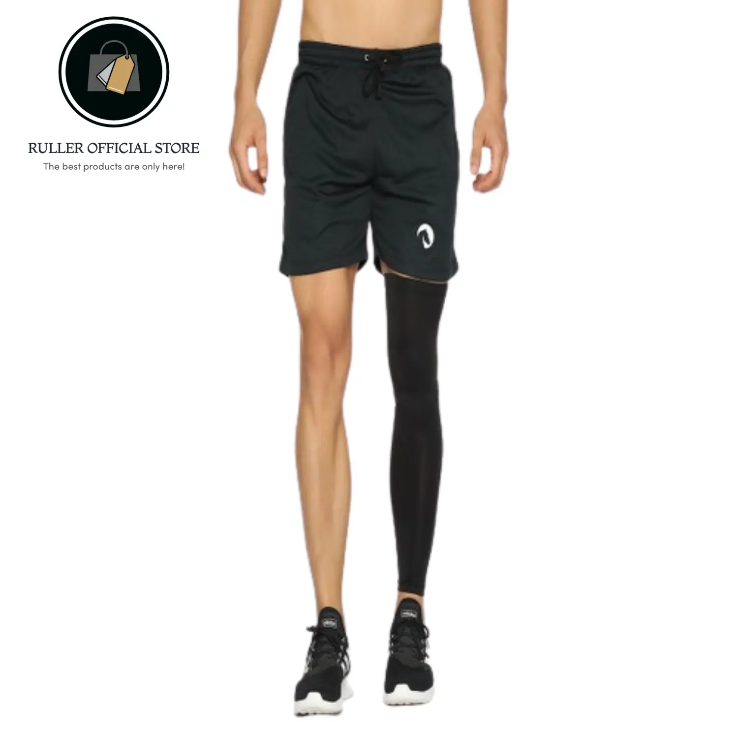 Manset Kaki Pelindung Kaki Volly Badminton Sepeda Gowes Futsal Leging Olahraga Bahan Katun Spandex Warna Hitam