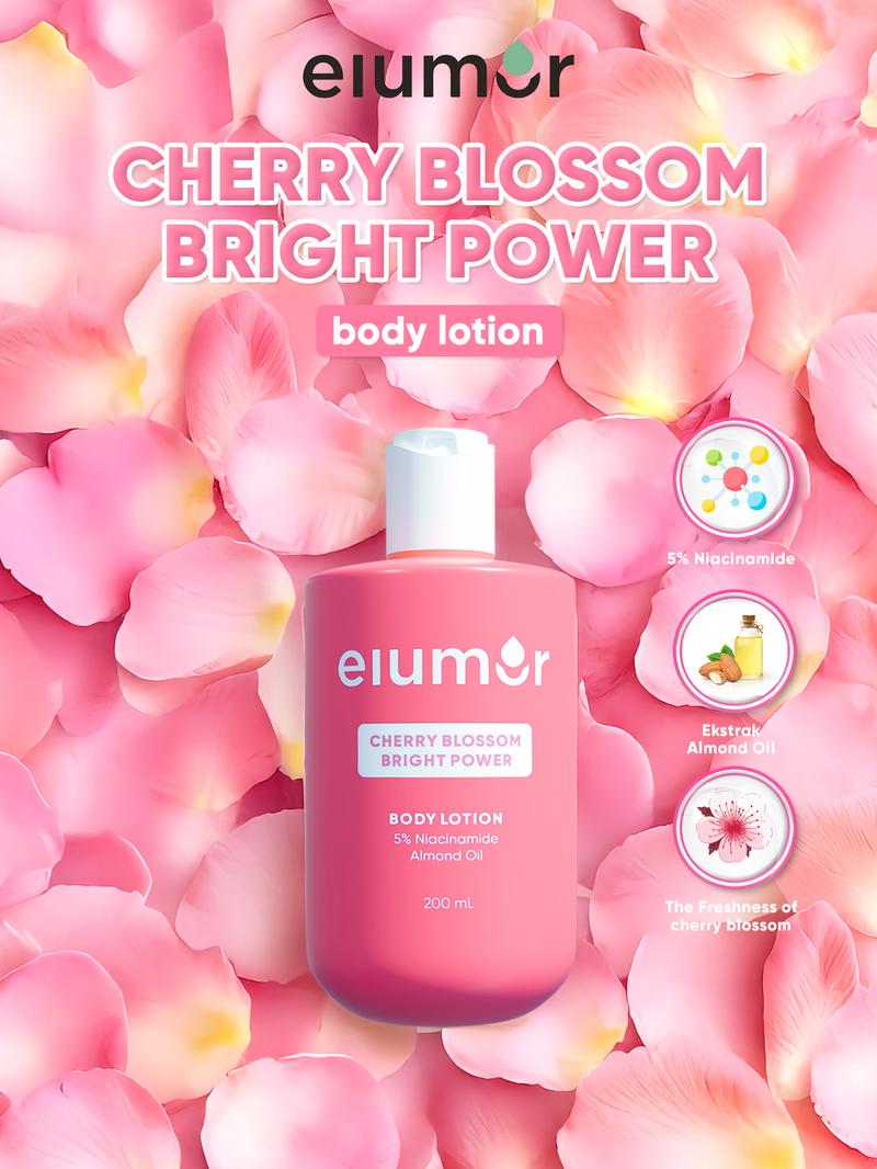Product Introduction of New Product! Elumor Body Lotion Cherry Blossom Bright Power 200ml | Body Lotion Whitening Kulit Kering Kusam 0