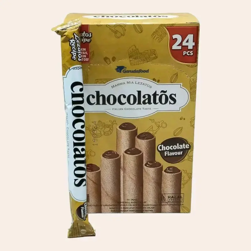 Chocolatos Long Stick Wafer Roll All Varian Isi 24 PCS/Box Camilan Coklat 4