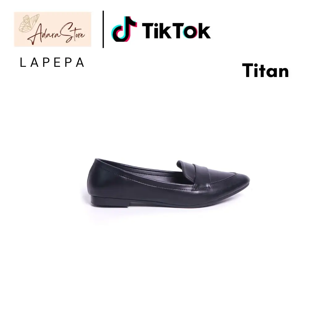Lapepa TITIAN Flat Shoes Cewek Kerja Kantor Sepatu Kasual Balet Lancip Wanita Kuliahan Terbaru Perempuan Hitam