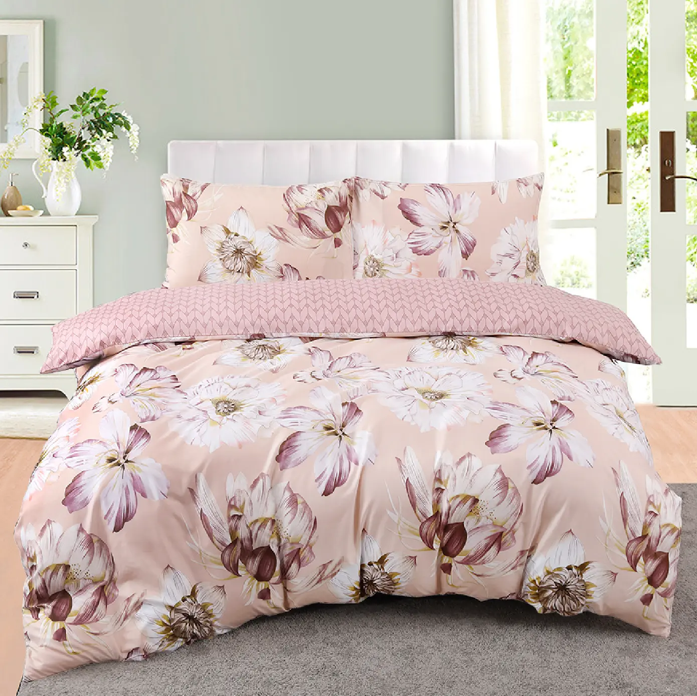 Aussino Relax  Arlene Fitted Sheet Set and Quilt Cover Set - Soft and Cozy, Hypoallergenic, Moisture-Wicking, Stain-Resistant
