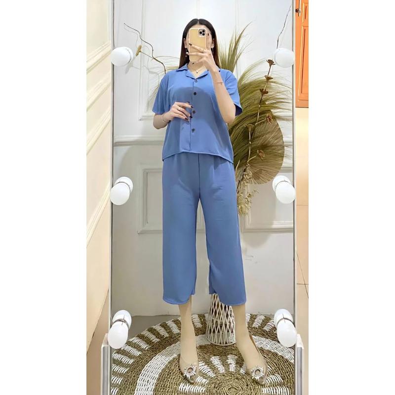 BAJU SETELAN CRINGKEL AIRFLOW WANITA LD110 I CEKH I BAJU TIDUR SANTAI WANITA BUSUI ONESET Piyama 2