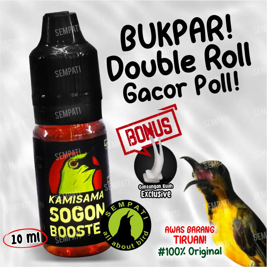 SEMPATI Kamisama Sogon Booster 10ml Multivitamin ATP Adenosine Triphosphate Vitamin Burung Sogon Kolibri Konin Ninja Suplemen Burung Obat Gacor Penggacor Burcil Burung Madu Kecil