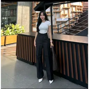 ARF - Ara Pants Classic Loose pants Trousers Highwaist Semi wool -  Celana Anti Kusut Formal/Casual - Cullote Semiwool Basic Korean Style Nyaman