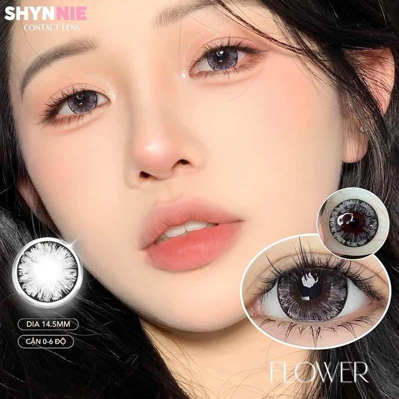 (CẬN 0-6 ĐỘ) 1 CẶP LENS màu GRAY xám mắt mèo vân hoa trong mắt giãn to 14.5mm - SHYNNIE LENS vân đá hoa long lanh phù hợp mang đi tiêc kinhap vân đá girl phố 5