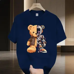 Kaos anak laki-laki bermotif kartun retro, ukuran besar, desain grafiti, lengan pendek, longgar, unisex.