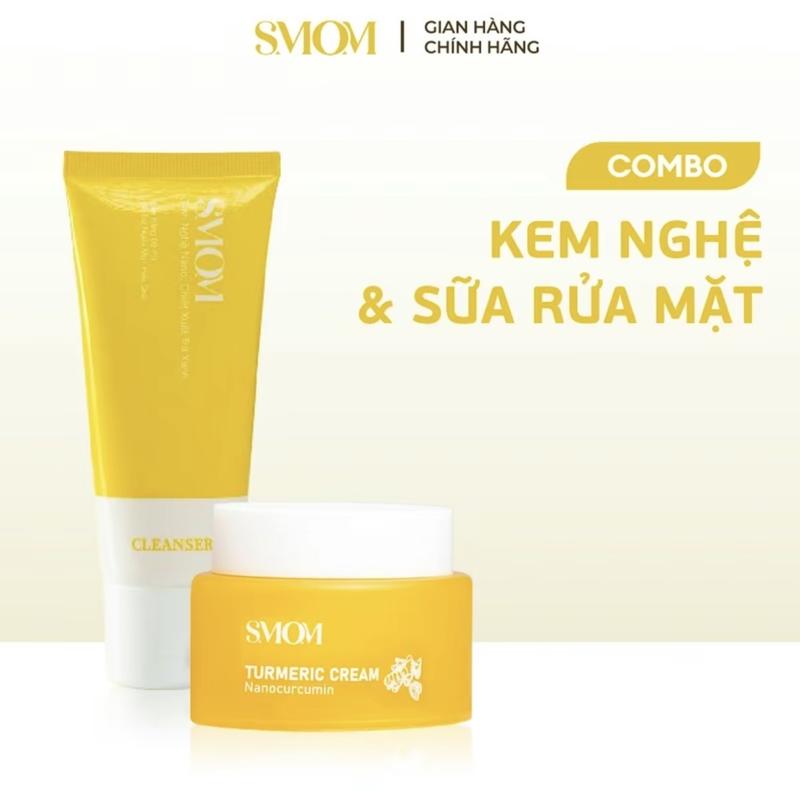  Bộ Đôi Kem Nghệ Mặt Sáng Da và Sữa Rửa Mặt Smom Cho  Mẹ Bầu Và Sau Sinh Hết Mụn Mờ Thâm Sạm Nám Dưỡng Trắng Da 