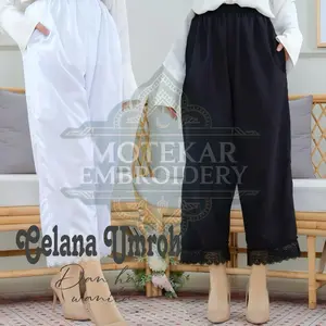Celana Panjang Umroh Dan Haji Wanita Celana Dalaman Gamis Renda Mewah Bersaku Resleting Bahan Katun Premium