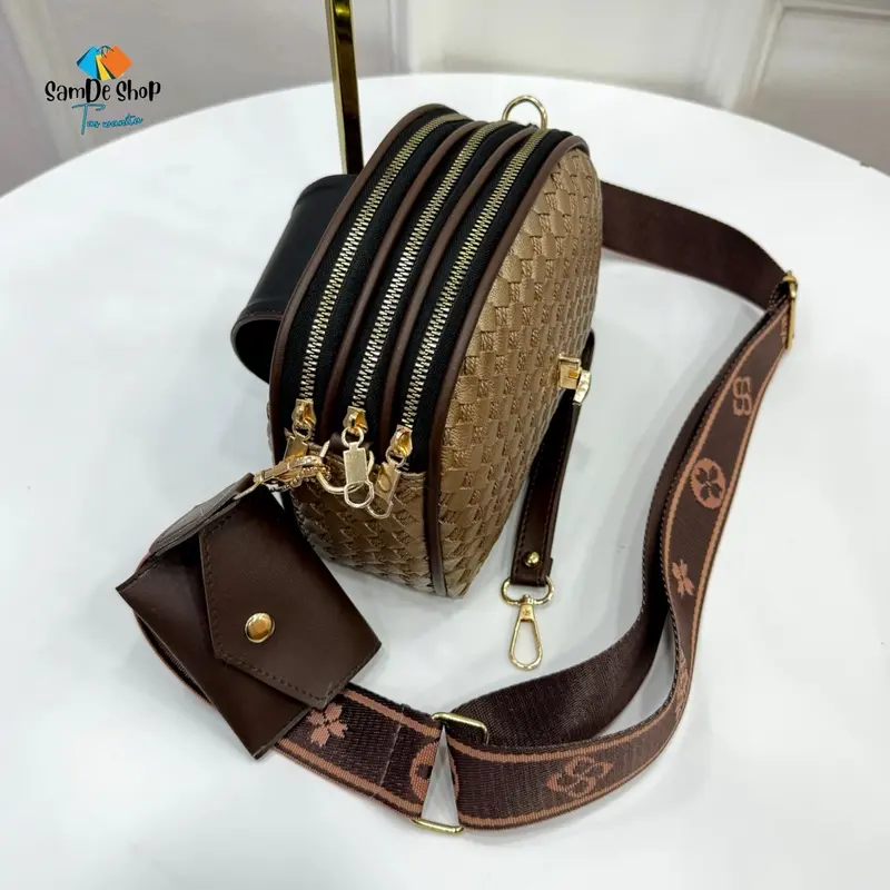 SAMDESHOP Ghina - Singbag Wanita Tiga Ruang Luas Muat Banyak ,  Selempang Cewek Kulit Sintetis Premium Tahan Air Cocok Berbagai Jenis Kegiatan , Slingbag Cewe 2