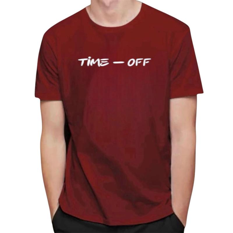 Product Introduction of Kaos pria dewasa distro lengan pendek motif grinlight time off cocok untuk santai warna hitam 14