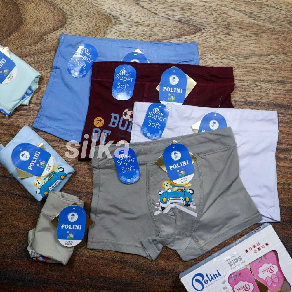 (3/6Pcs) Celana Dalam Boxer Anak Cowok Laki Laki Polini Soft 505 Kotak Katun Soft Spandek Fashion