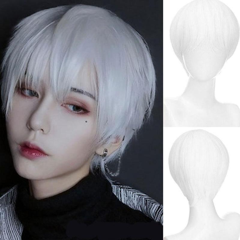 Product Introduction of Man's Wig Short Straight Black Synthetic Wigs With Bangs For Men Women Boy Fake Hair H4Z9 30