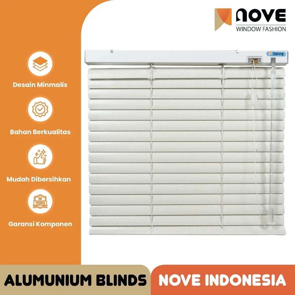 Nove Alumunium Blinds Stick + Cord - DELUXE SLAT - Tirai Gulung Alumunium - Tirai Minimalis Jendela Curtain