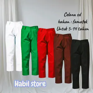 Habil Store Celana Seragam Sekolah SD  Bahan Famatex Premium untuk Usia 5-14 Tahun Warna Variatif Fashion