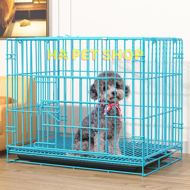 Lồng chuồng gấp gọn cho Chó Mèo Thú Cưng, Size 50x35x42cm, kèm khay vệ sinh đen