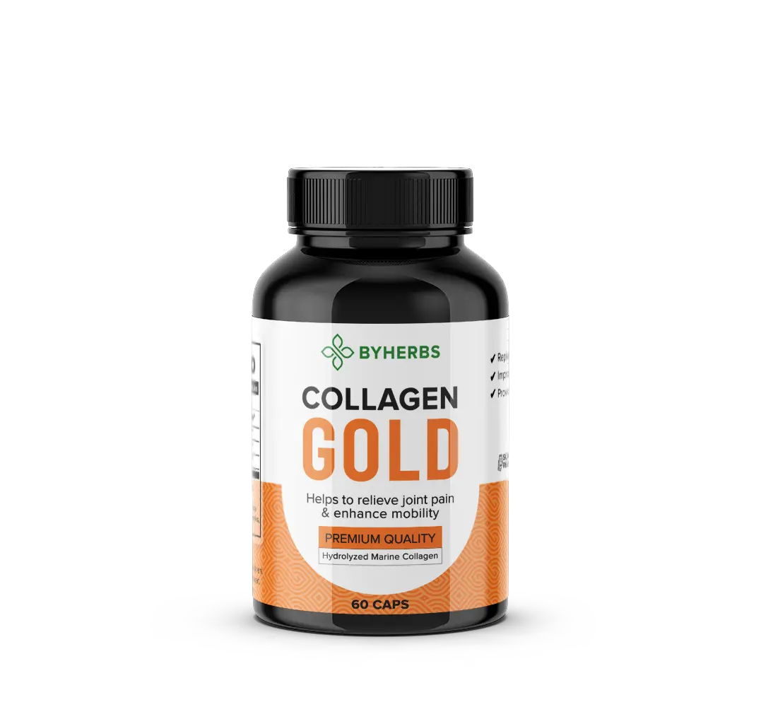 Byherbs Collagen Gold  | Halal Hydrolyzed Marine Collagen | 100% Hydrolyzed Marine Collagen Supplement Fitness Healthcare Colagen