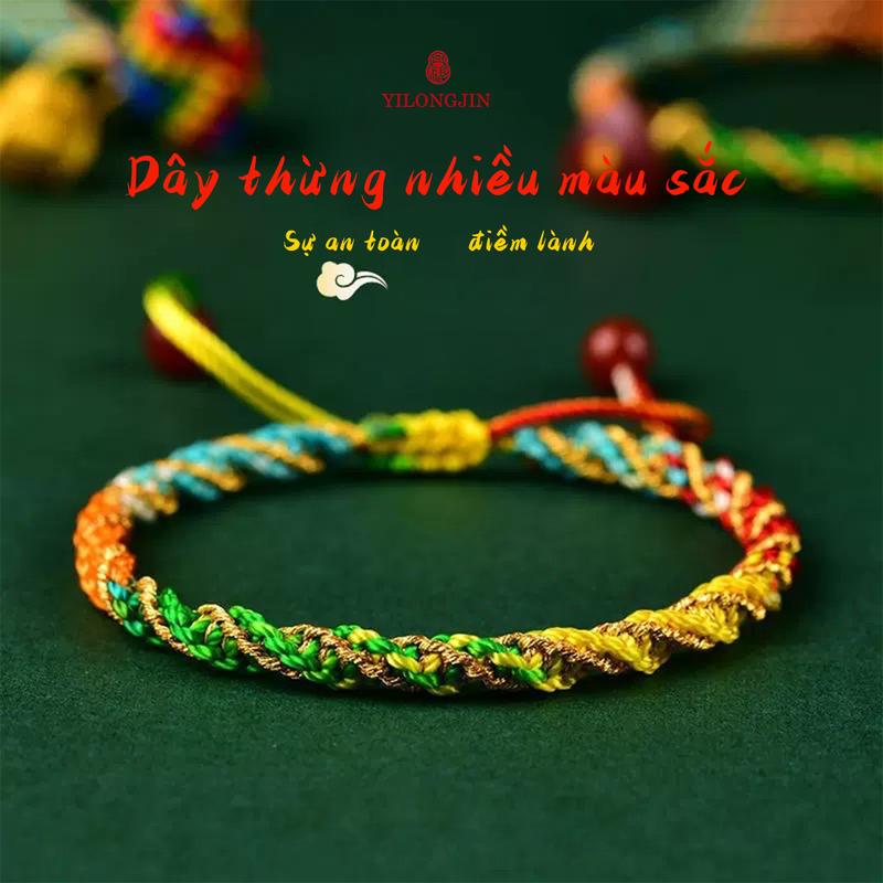 vòng chỉ tay ngũ sắc Vòng tay dây ngũ sắc Tây Tạng, nhiều màu ngũ hành đan thủ công dành cho nam nữ, dây 5 màu tượng trưng cho 5 mệnh Kim Mộc Thủy Hỏa Thổ, dây có thể điều chỉnh vong ngusac