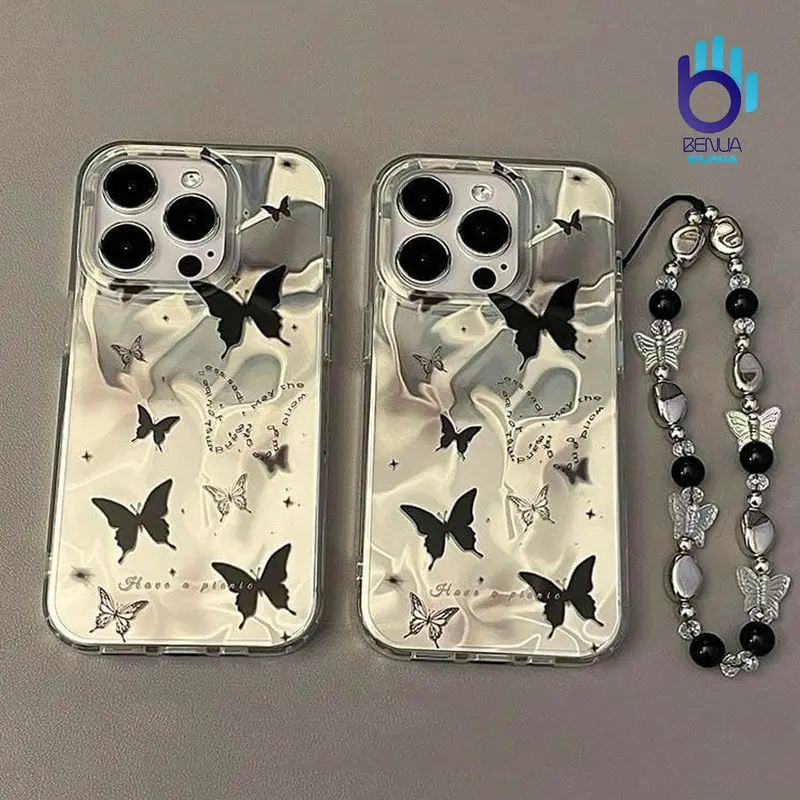SS958 - GL068 Case Casing Butterfly black Sam A03 A03S A03 Core A04 A04E A04S A05 A05S A06 A10 A10S A11 A12 A13 A14 A15 A16 A20 A20S A22 A24 A25 A30 A32 A33 A34 A35 A50 A50S A51 A54 A55 M10 M34 4G 5G Strap Gantungan Aesthetic BD Cover 0