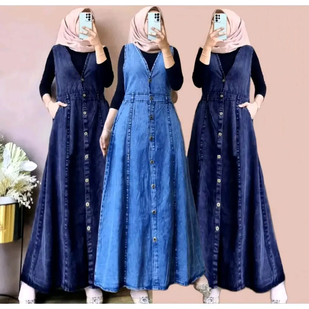 overall kamila || overall dewasa denim wash || tabpa iner Dress Wanita