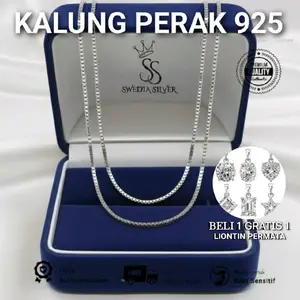 [BELI 1 GRATIS 1] Kalung Perak 925 Gratis Liontin Permata Swedia, Logam Mulia Perak