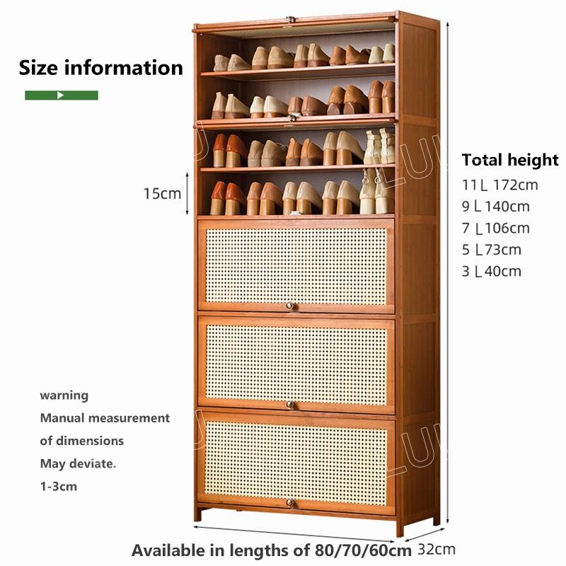 Product Introduction of Multilayer Shoe Cabinet Indoor Modern Shoe Rack Flip Door Shoe Cabinet Hallway Rattan Door Bamboo Shoe Rack Cabinets Furniture 16