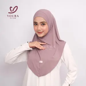 Youra Hijab – Hijab Instan Malay Queena Spandex Rayon Premium Kerudung Bergo Non Pad Wanita Muslim Size M