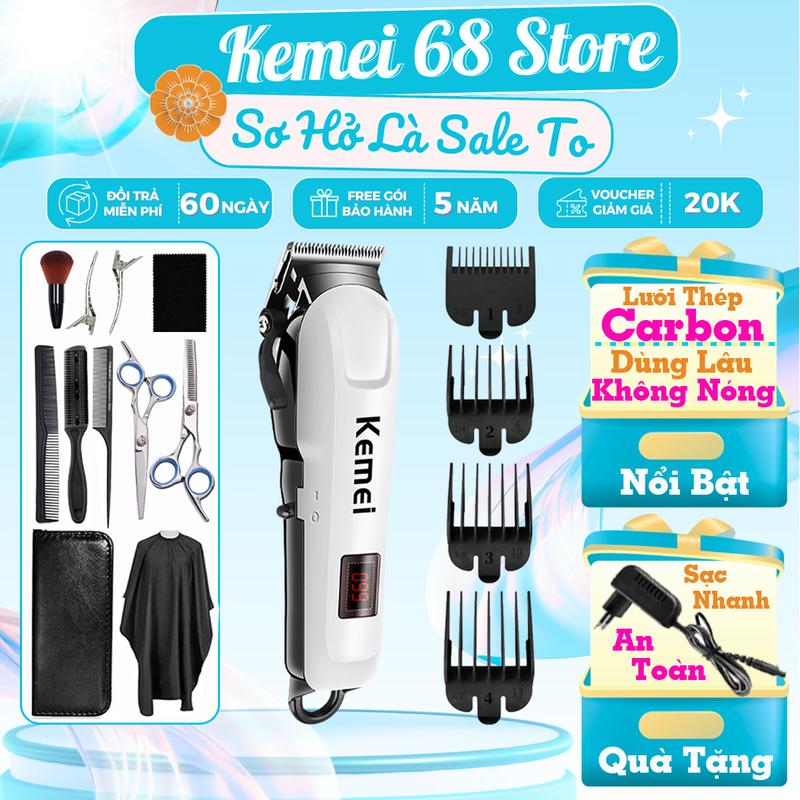 Tông Đơ Cắt Tóc Không Dây Kemei 809A, Tăng Đơ Hớt Tóc Nam, Người Lớn, Trẻ Em, Gia Đình Pin Trâu Lưỡi Thép Không Gỉ Đã Mài Chuốt Sắc Bén