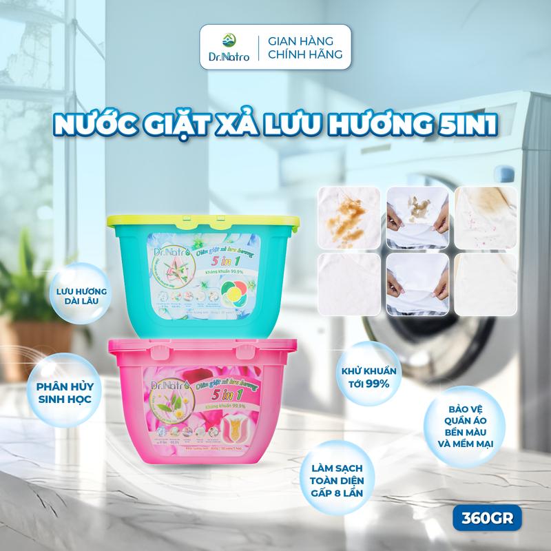Viên Giặt Lưu Hương Dr.Natro Hòa Tan Nhanh, Khử Mùi Hiệu Quả Tẩy Sạch Vết Bẩn, Dùng Cho Mọi Loại Vải 300g
