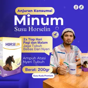 Bubuk Susu Kuda Liar Premium untuk Kesehatan Tulang dan Persendian - Horselin Susu Rendah Gula (200 Gram)