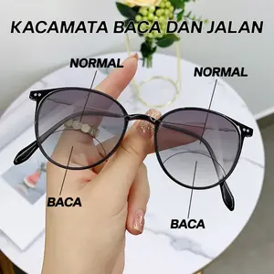Kacamata Baca dan Jalan Kacamata Plus Double Lensa +1.00 Sampai +4.00 Zhijing-01 Fashion Korea Anti Blue Light anti Radiasi Model Cat Eye Kacamata Baca Plus cateye zhijing-01 DB model mata kucing grey