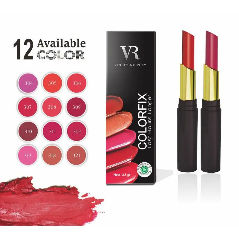 VR LIPSTICK COLORFIX | Lipstik Coloffix | Perwarna Bibir | Violetine Ruty 0