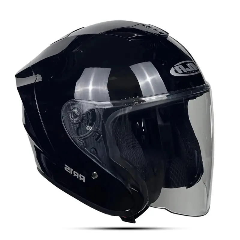 Helm Half Face Mla KAIROZ 2 Solid Black Glosy Kaca Visor Bening Terbaru Helm Dewasa Pria Wanita SNI - Pelindung Kepala Motor - Motorcycle