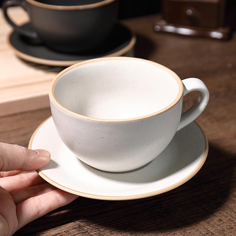 Product Introduction of Ceramic Coffee cup and saucer set Continental Latte cup Coffee shop home office breakfast cup personalized cup and saucer  mug drinkware reusable washable andwear-resistant 4