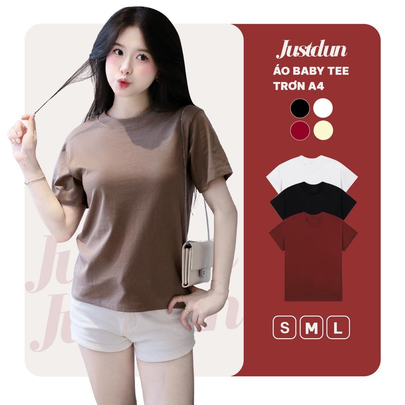 Áo Thun Nữ Baby Tee Trơn JUSTDUN A4 - Cotton 2 Chiều Co Giãn Mềm Mại Êm Ái Thoải Mái Thoáng Mát