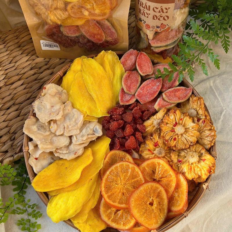 MIX 7 loại trái cây sấy dẻo 500g thơm muối ớt mãng cầu muối ớt ổi muối ớt xoài muối ớt cam dẻo dâu dẻo xoài dẻo