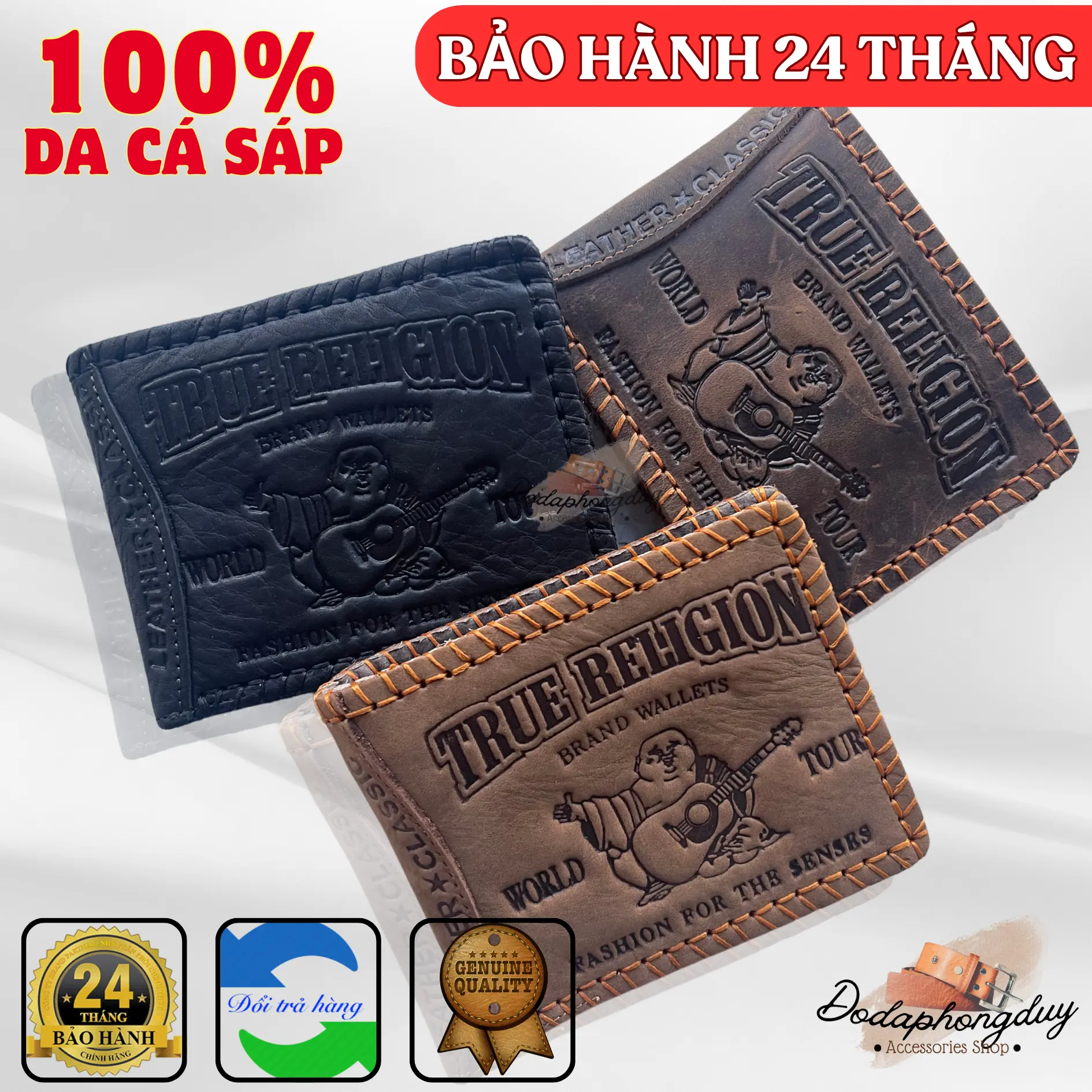 Ví Nam Hình Ông Địa Có Nhiều Ngăn Đựng Thẻ, Chỉ May Thủ Công - Bảo Hành 24 Tháng