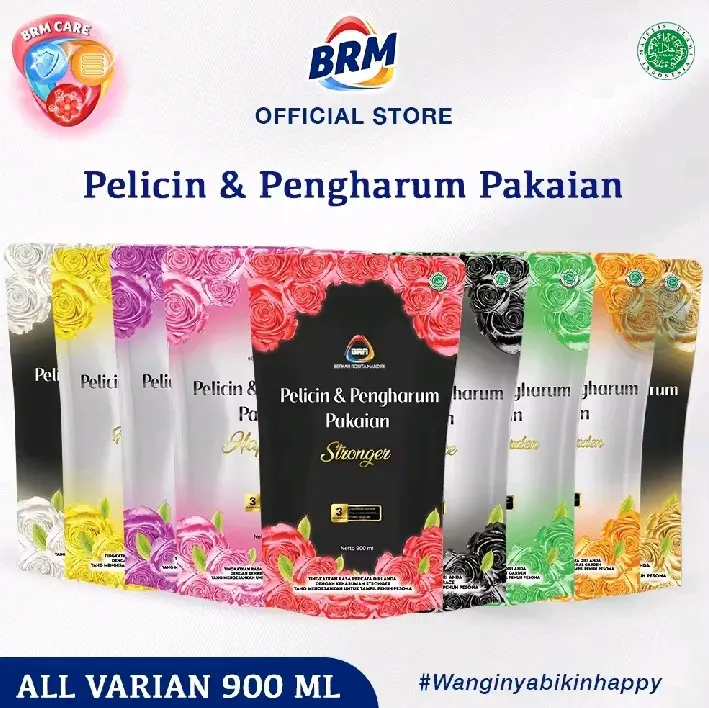BRM Pelicin dan Pengharum Pakaian 900 ml Anti Bakteri Wangi Tahan Lama
