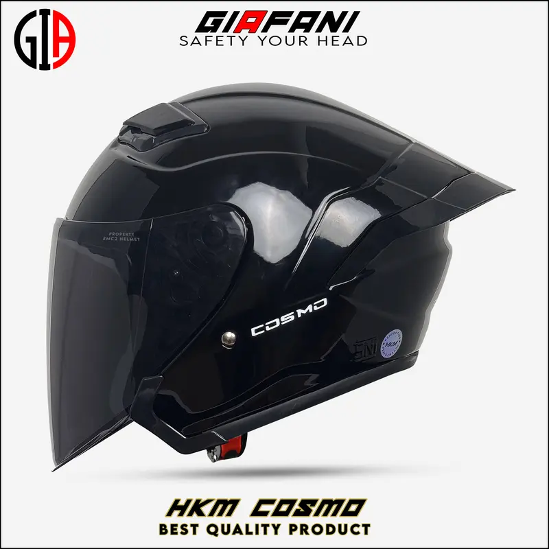 Helm Half Face HKM COSMO | Hitam Dof Kaca Visor Smoke SNI Motorcycle 1