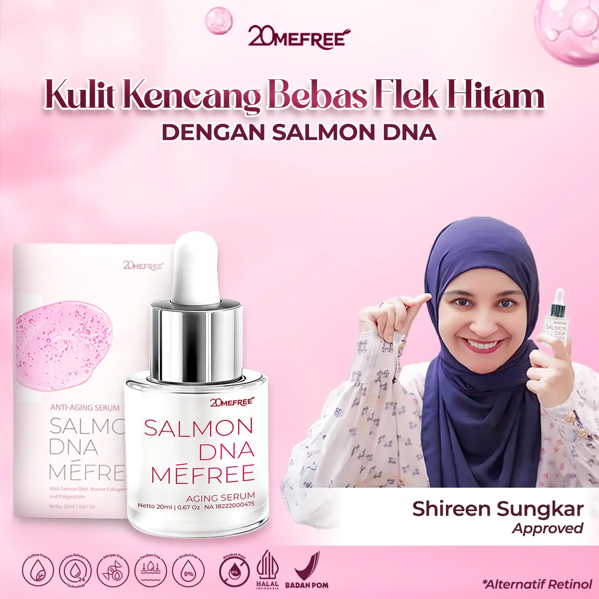 Salmon DNA Mefree - Anti Aging Serum for All Skin - Anti Penuaan, Perawatan Kerutan Wajah, Serum Anti Aging dan Mengencangkan Kulit  Kering